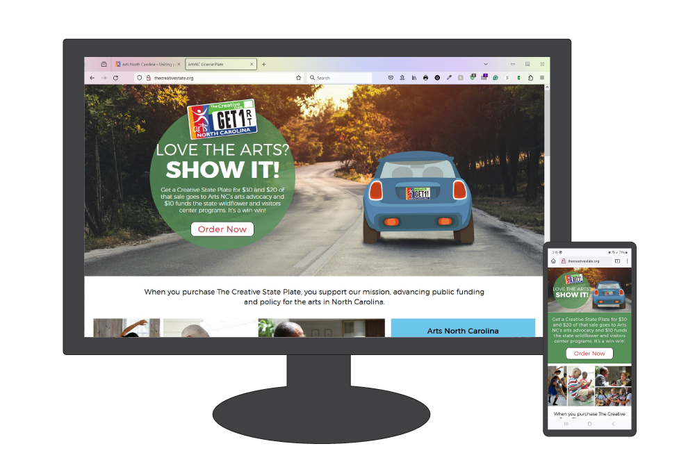 graphic displaying
      The Creative State site on a computer monitor and phone